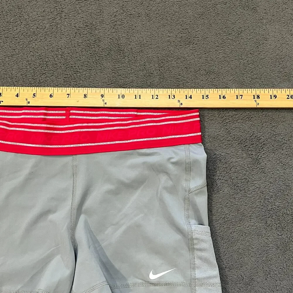 Nike Pro Dri-FIT Grey Pink Athletic Compression Booty Shorts Women's Size Large
